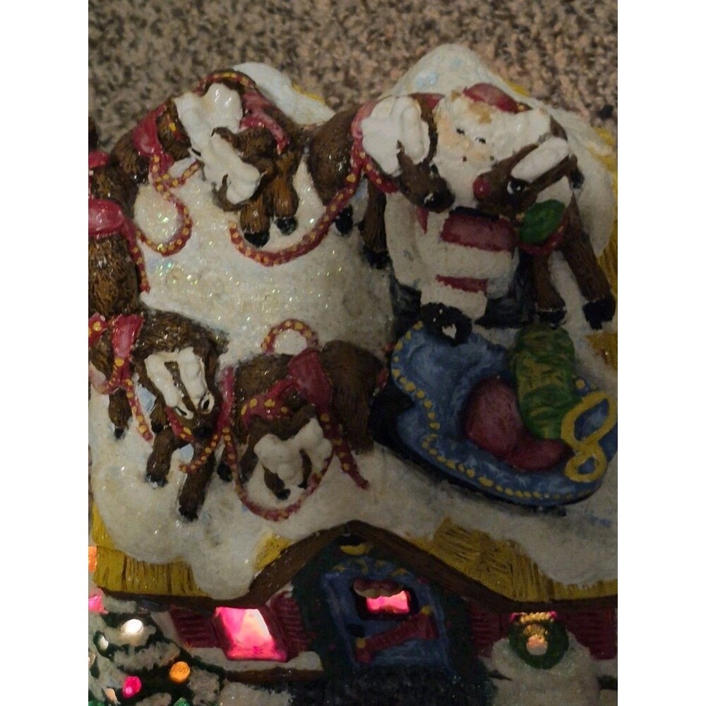 VTG Lighthouse Christmas Santa "Upon The House Top" Reindeer By Plaster Craft - Picture 6 of 8